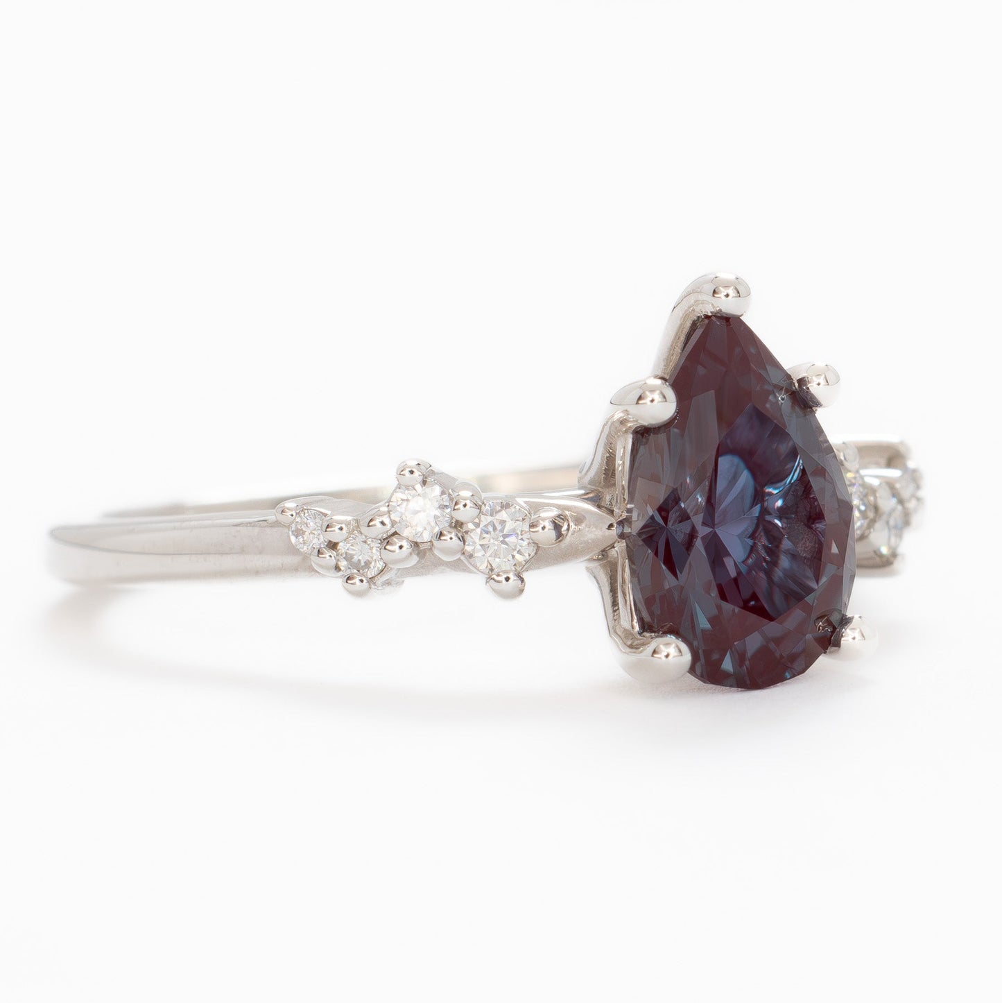 penelope engagement ring with pear lab alexandrite