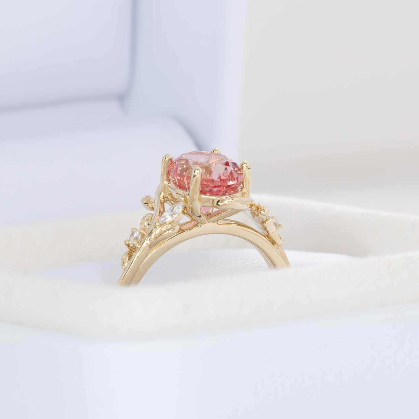 pink lab sapphire oval airam nature inspired ring