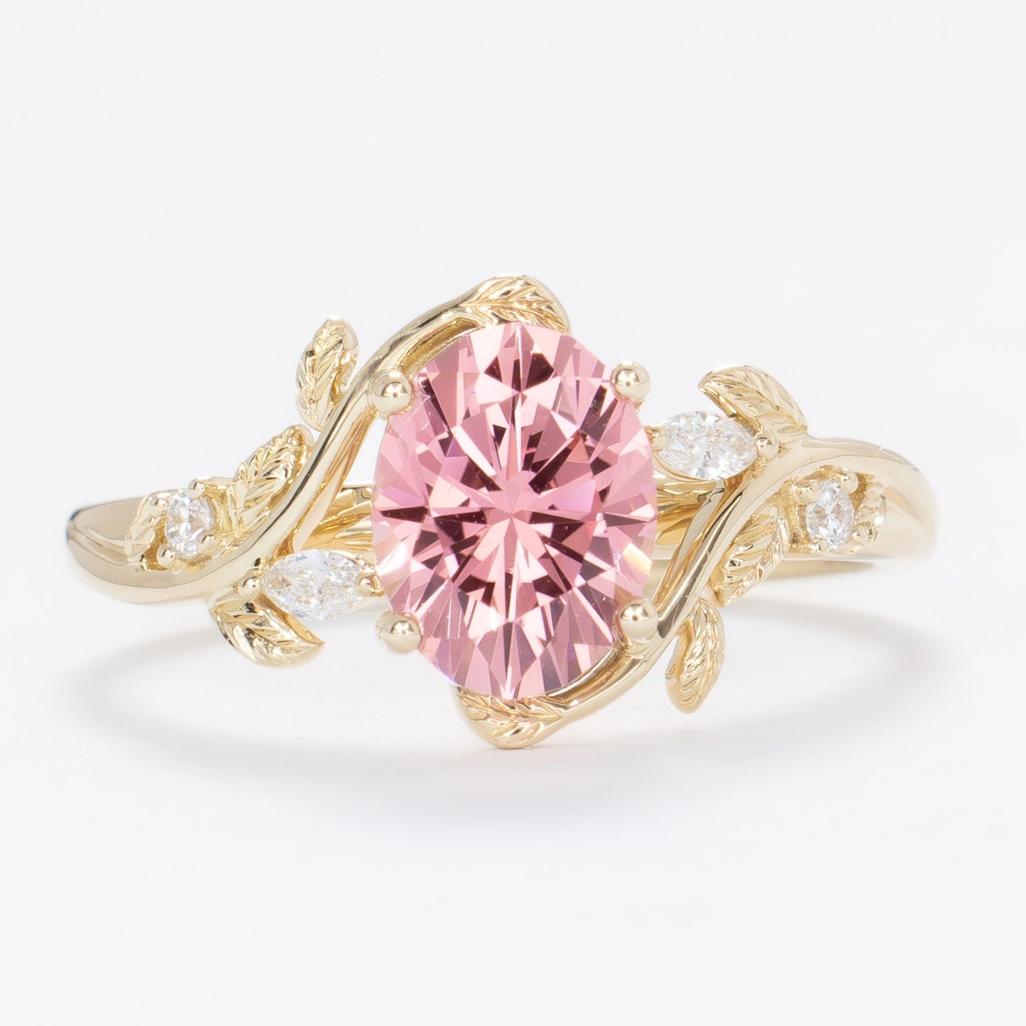 pink lab sapphire oval airam nature inspired ring