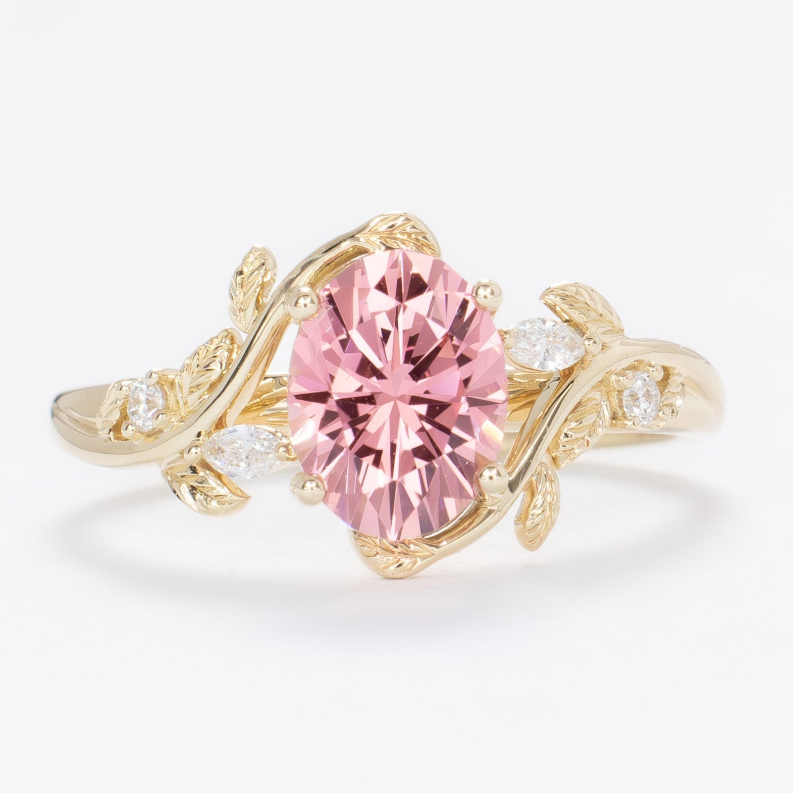 pink lab sapphire oval airam nature inspired ring