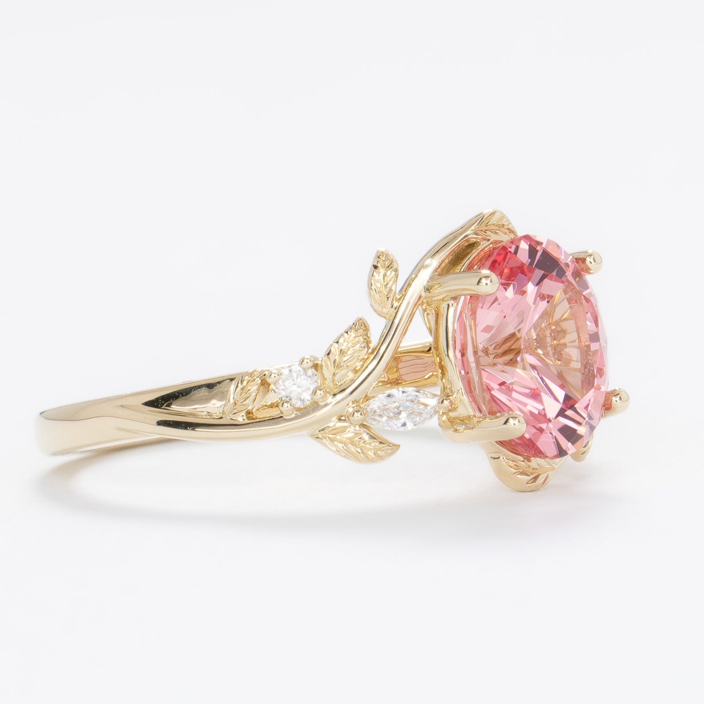 pink lab sapphire oval airam nature inspired ring