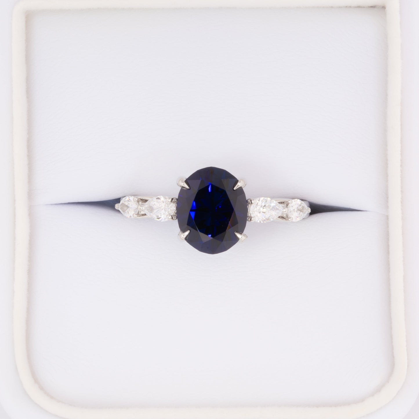 piper engagement ring with midnight blue lab sapphire oval