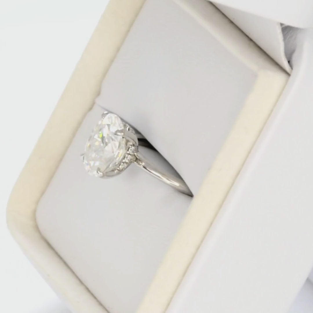 hidden halo lana ring with oval moissanite