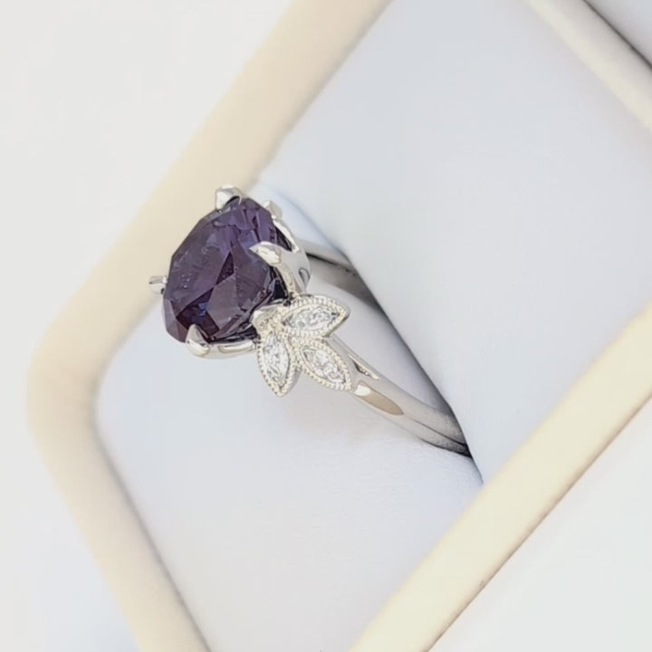 honey nature inspired engagement ring with oval lab alexandrite