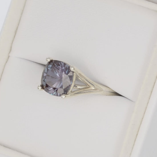 cyres solitaire ring with cushion lab alexandrite in silver