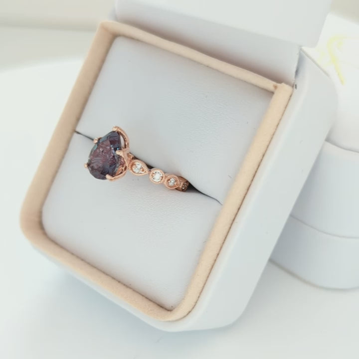 willow engagement ring with pear lab alexandrite