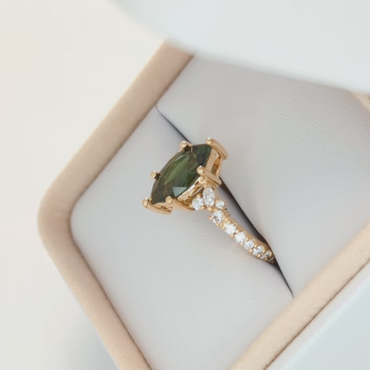 rachelle engagement ring with green australian sapphire marquise