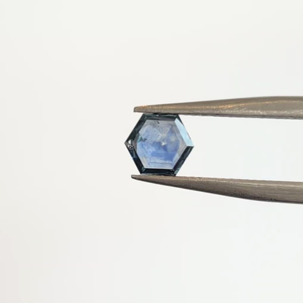 ms0244 0.65ct blue rose cut hex montana sapphire
