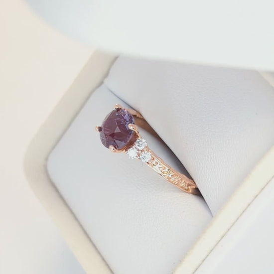 alice ring with oec round lab alexandrite