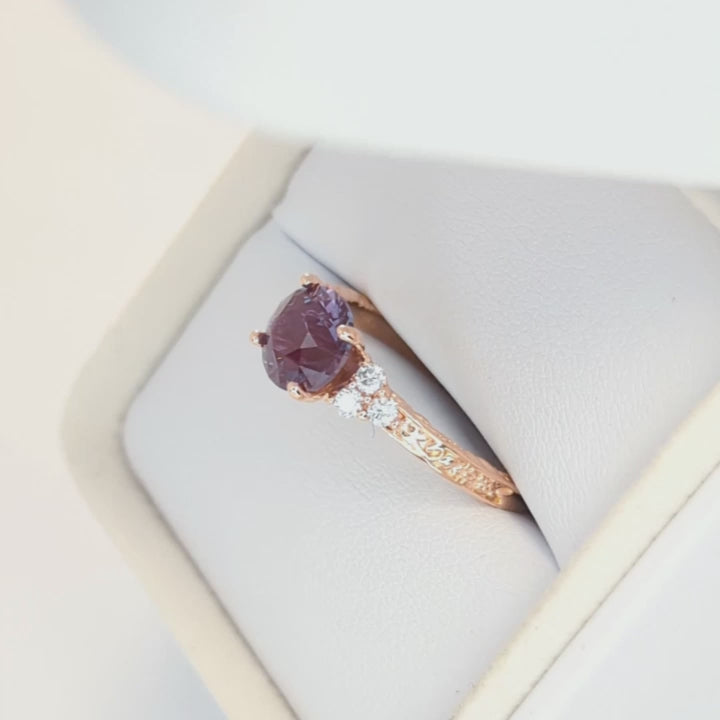 alice ring with oec round lab alexandrite