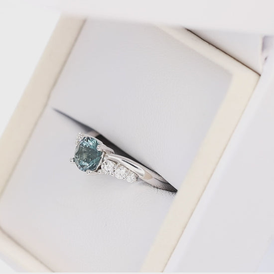 haisley accented ring in white gold with round blue lab sapphire