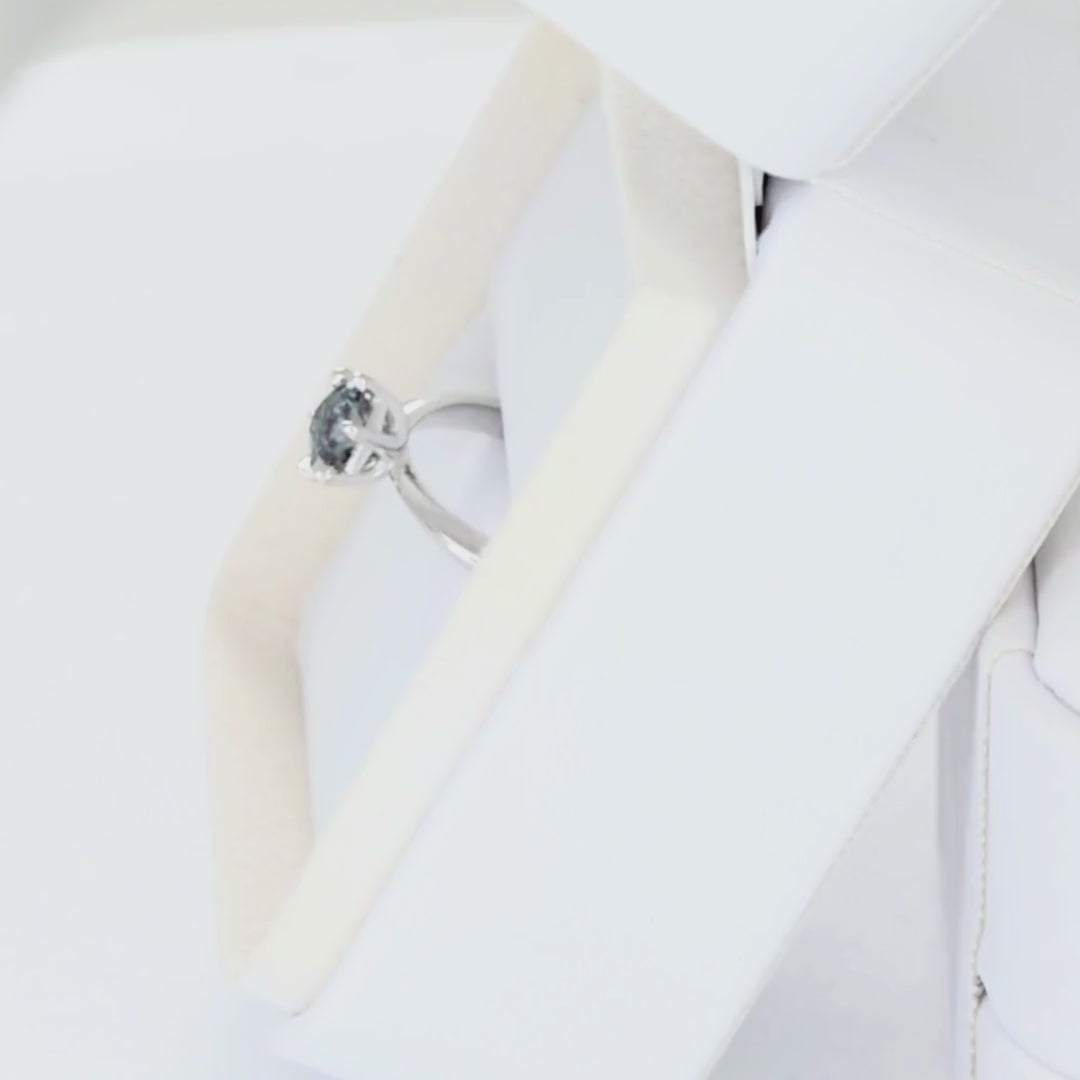 charlotte solitaire ring in white gold with hex lab alexandrite