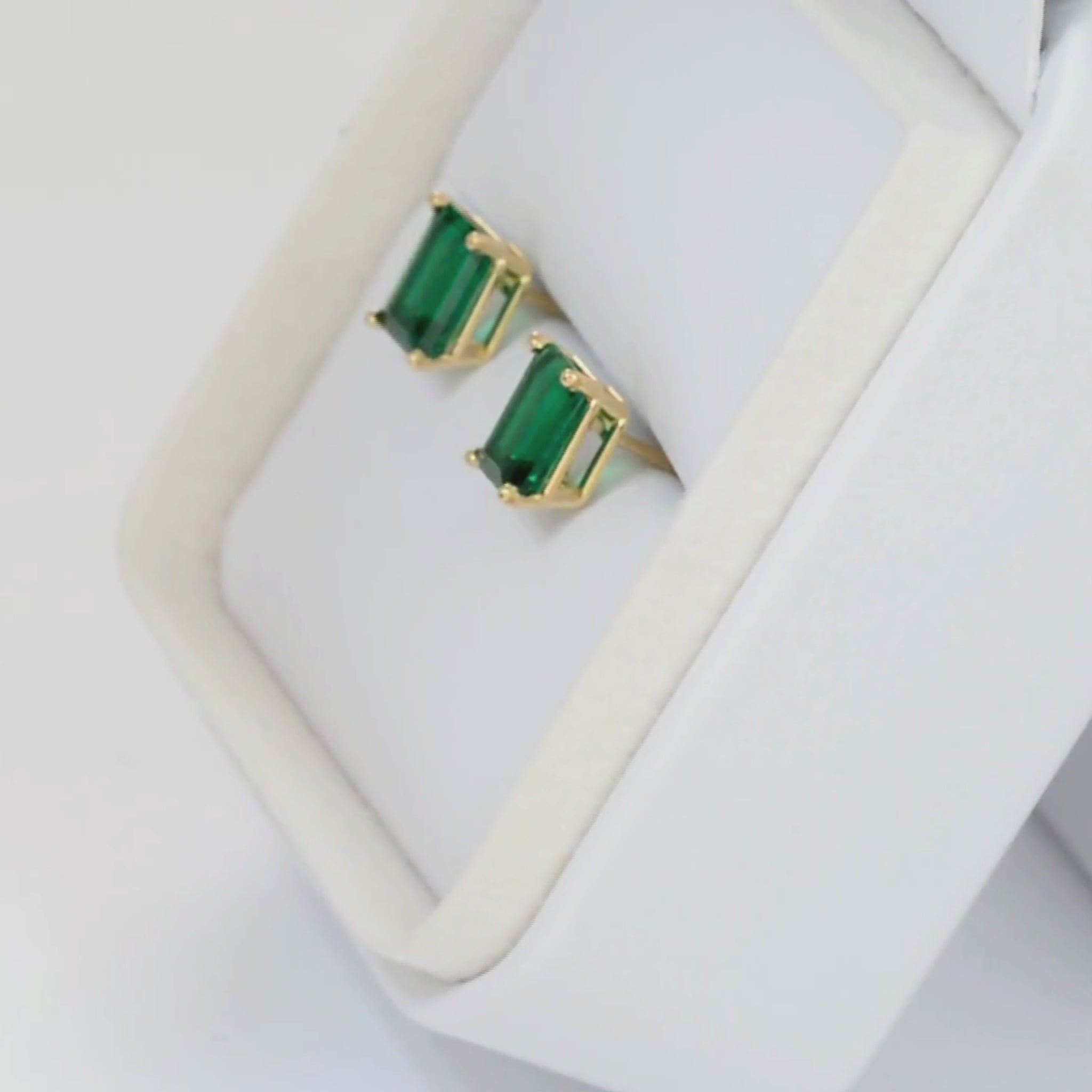 zoe earrings with lab emerald step cut