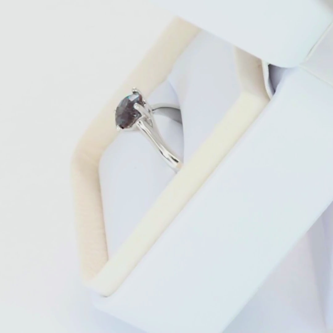 courtney solitaire ring in white gold with round lab alexandrite