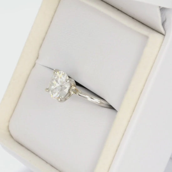 round moissanite solitaire in white gold