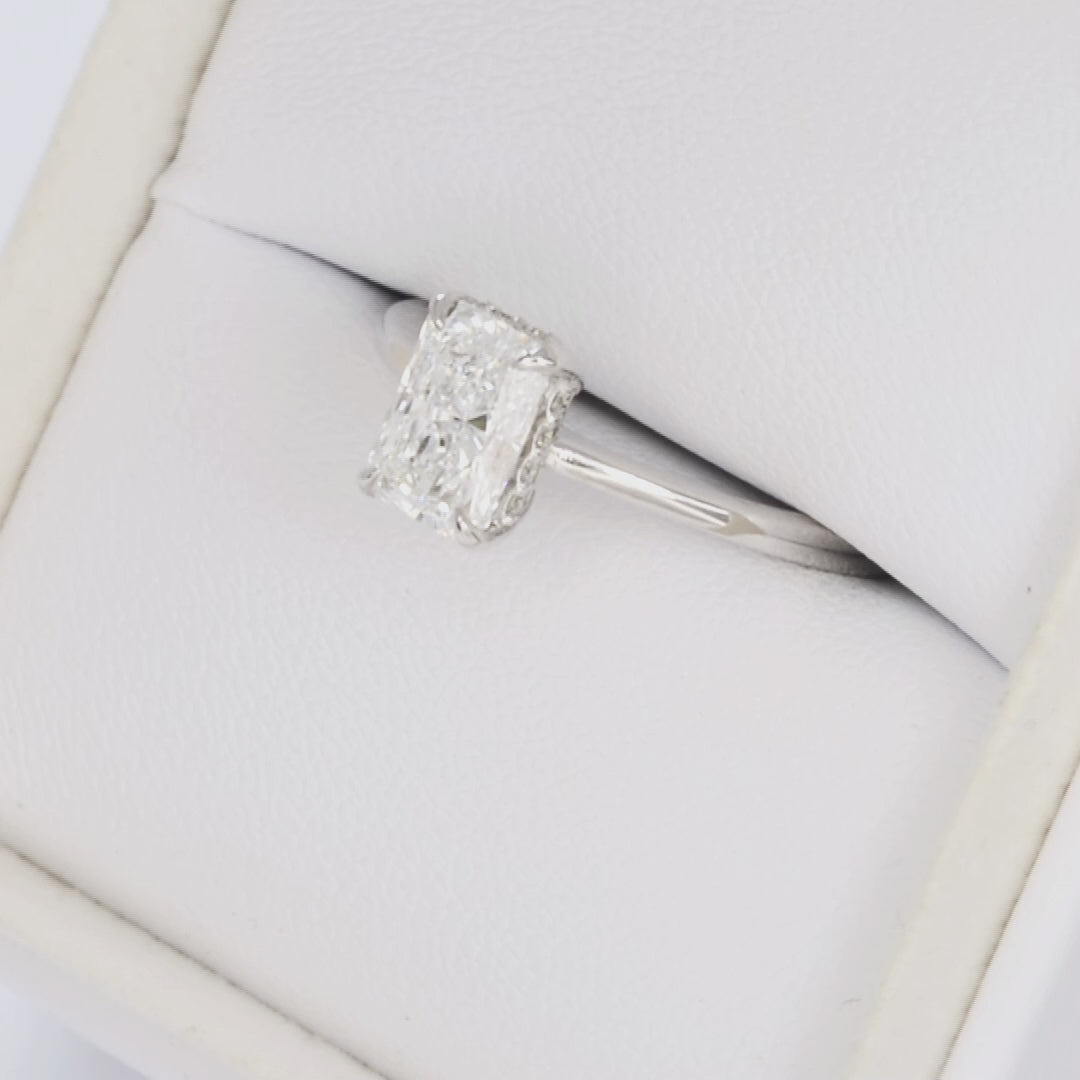 Lab Diamond Hidden Halo ring in white gold