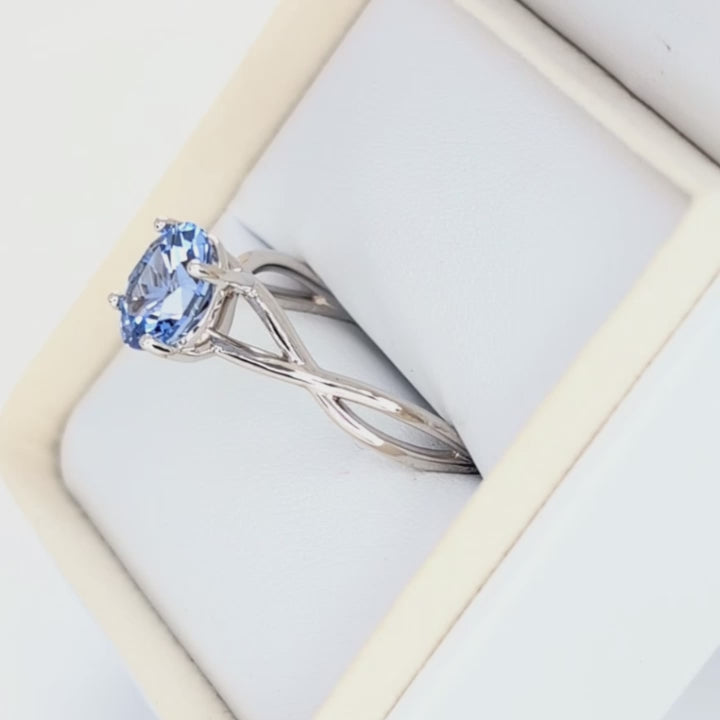 fifer engagement ring in white gold with blue oval lab sapphire