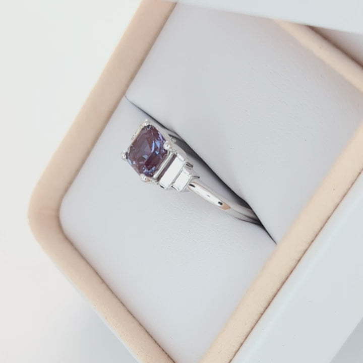journey ring with asscher cut lab alexandrite