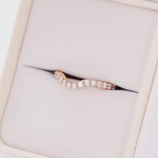 stacy accented band in rose gold with lab diamonds