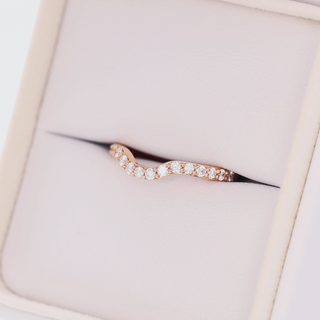 stacy accented band in rose gold with lab diamonds