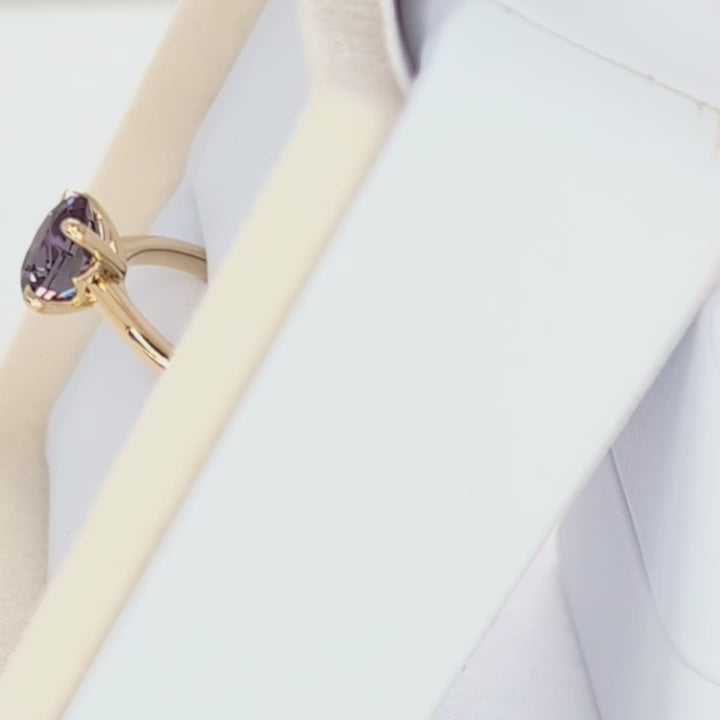 bree solitaire engagement ring in yellow gold and oval lab alexandrite