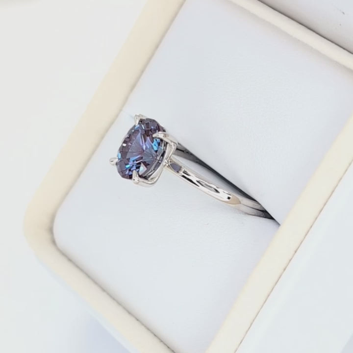 serene solitaire ring in white gold with oval lab alexandrite