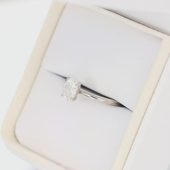 charmaine solitaire ring in white gold with oval moissanite