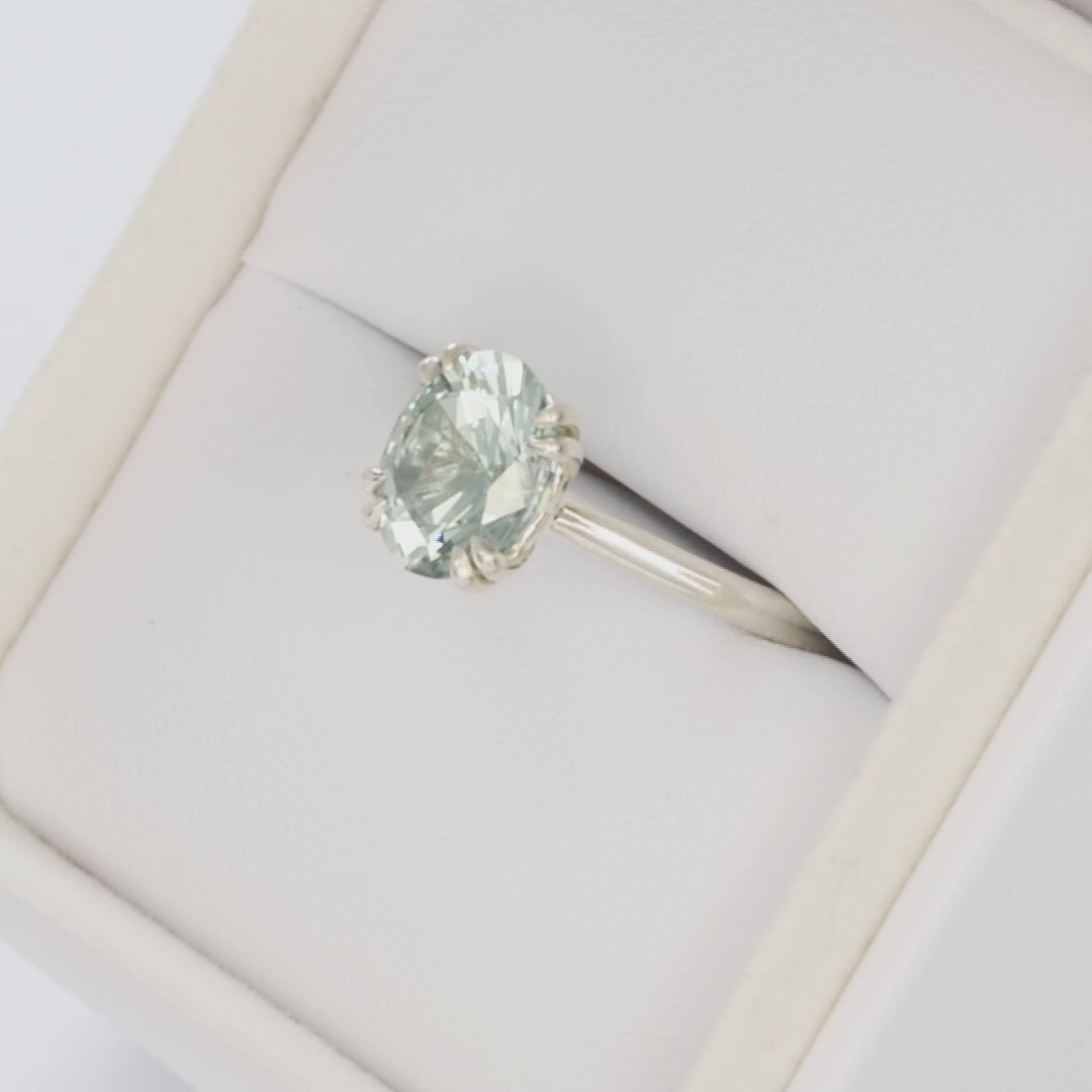 bailey solitaire ring in silver with oval green lab sapphire