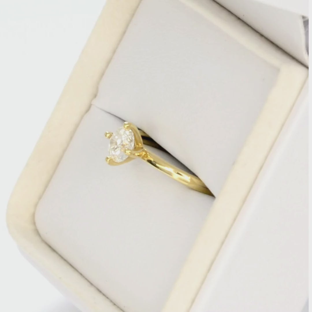 round lab diamond solitaire compass ring in yellow gold