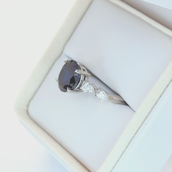piper engagement ring with midnight blue lab sapphire oval