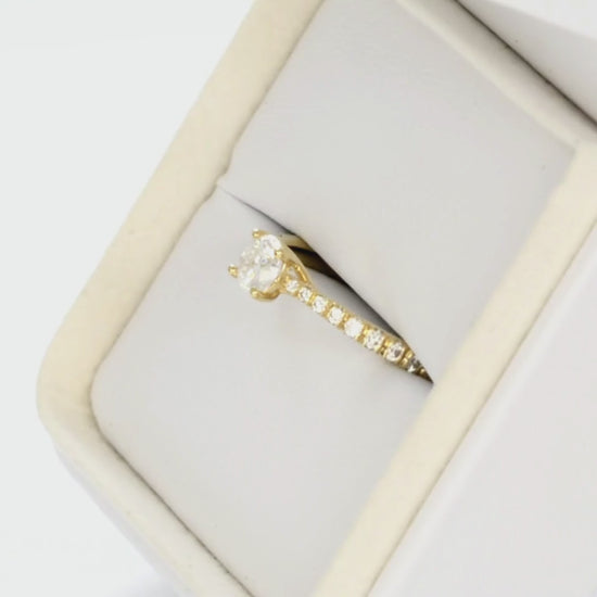 round moissanite accented mikayla ring in yellow gold