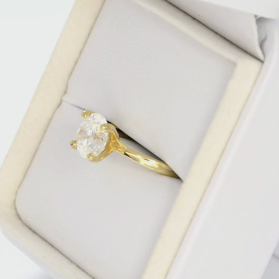 round lab diamond solitaire in yellow gold