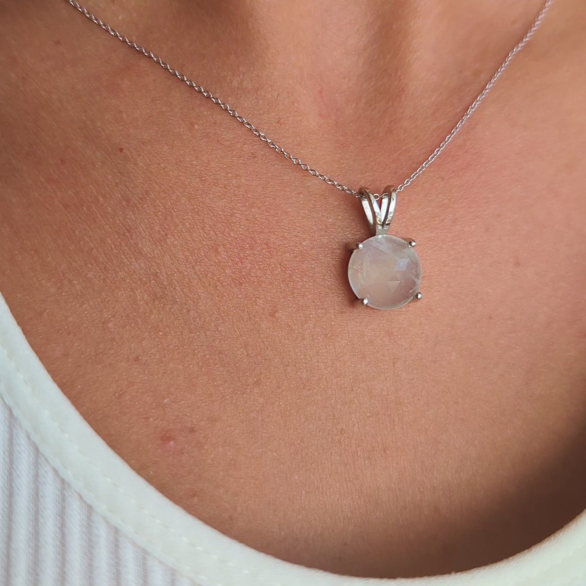 moonstone necklace in white gold