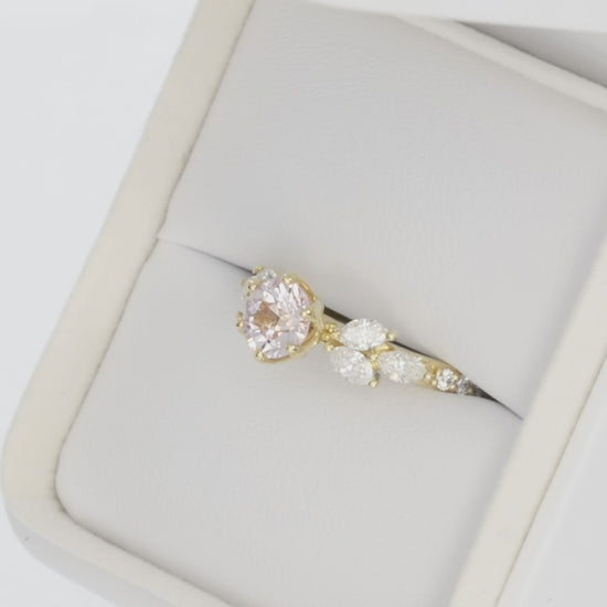 talia nature inspired engagement ring with round lab gem lavender