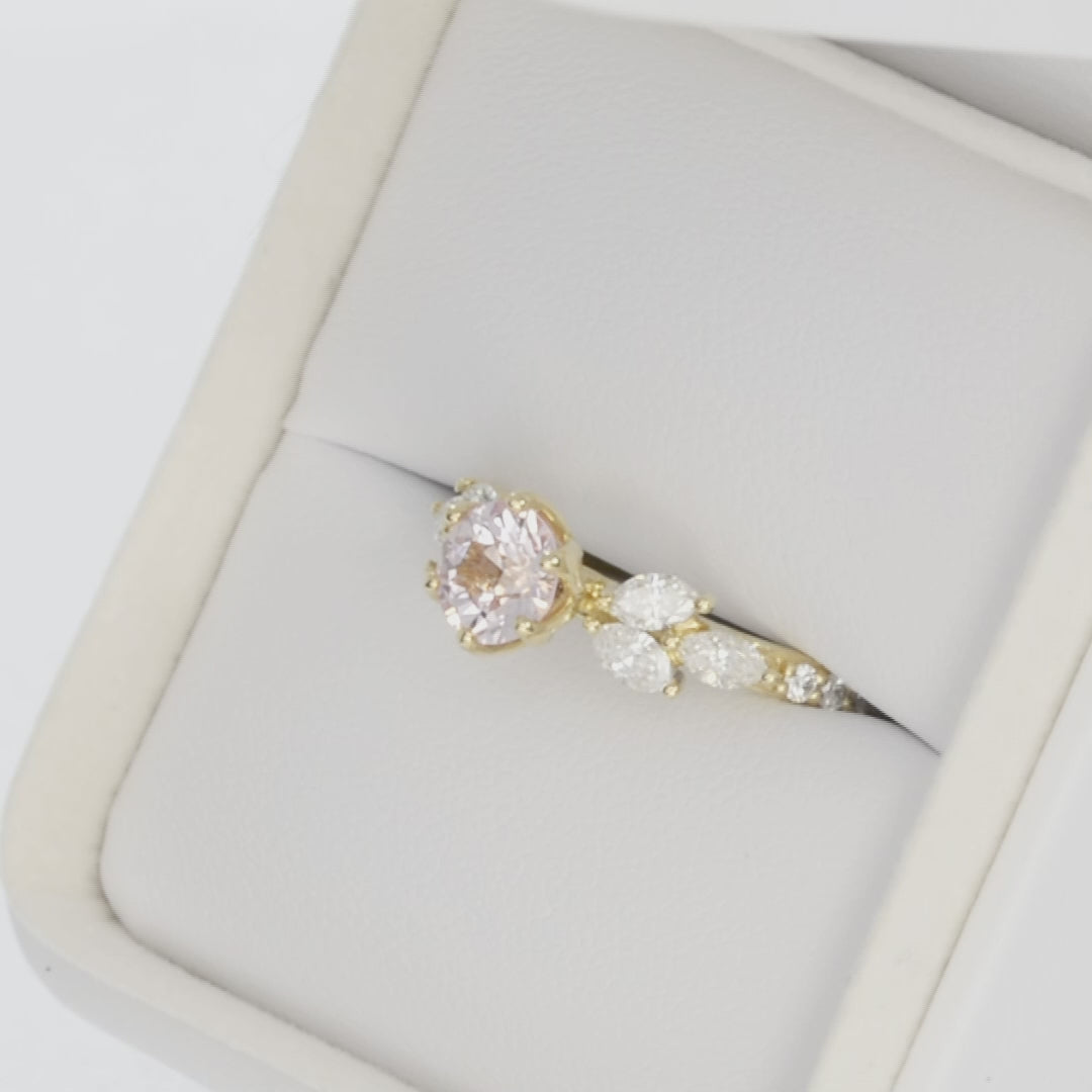talia nature inspired engagement ring with round lab gem lavender