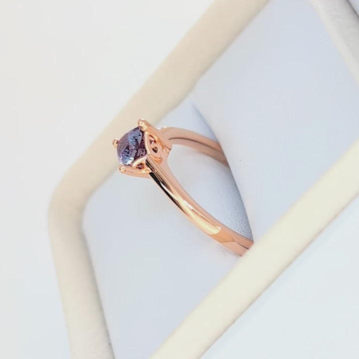 norah asymmetrical ring with trillion lab alexandrite