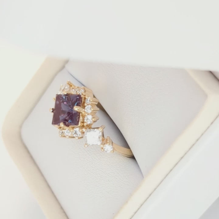 melissa ring with princess cut lab alexandrite
