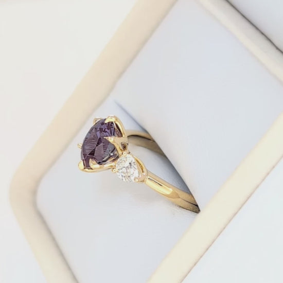 tawnee three stone ring with oval lab alexandrite