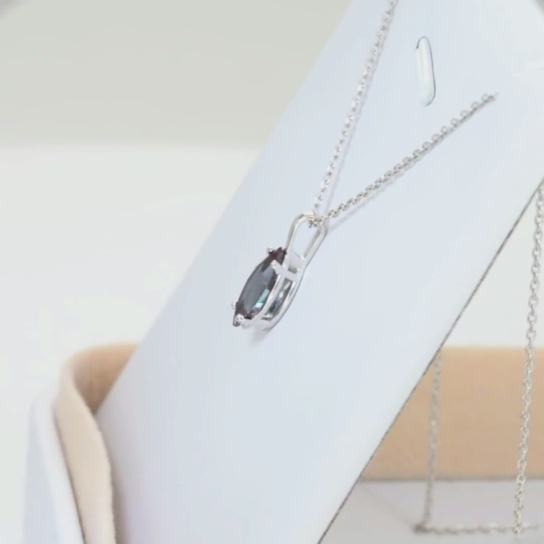 tessie marquise necklace in white gold with lab alexandrite