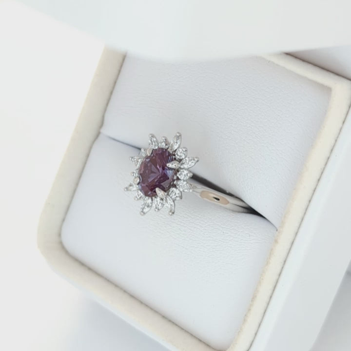kenna halo engagement ring with oval lab alexandrite