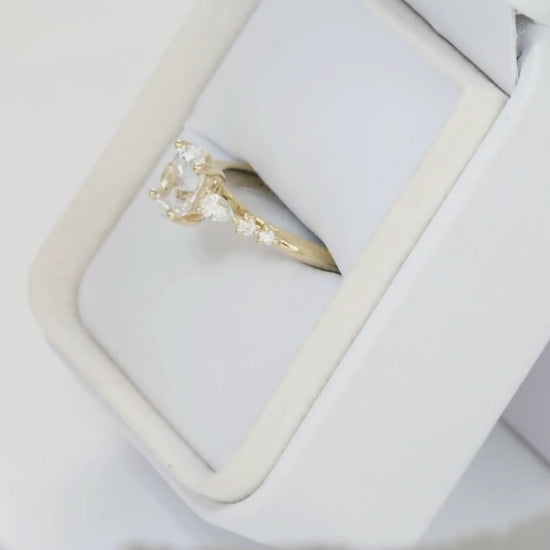 esme engagement ring with white lab sapphire in yellow gold