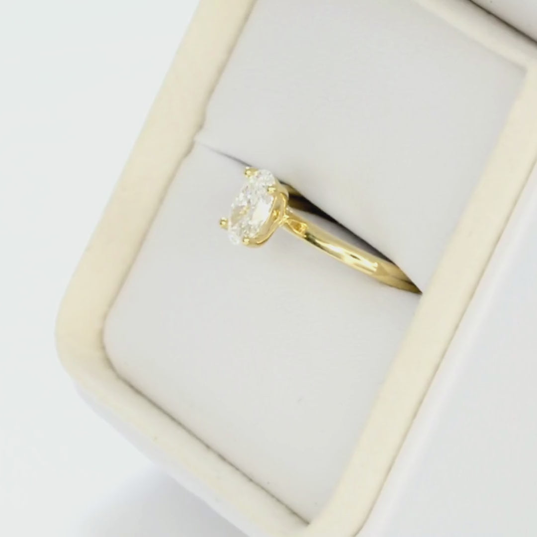 oval lab diamond solitaire in yellow gold