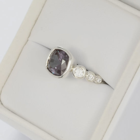 aisha accented bezel ring with lab alexandrite cushion