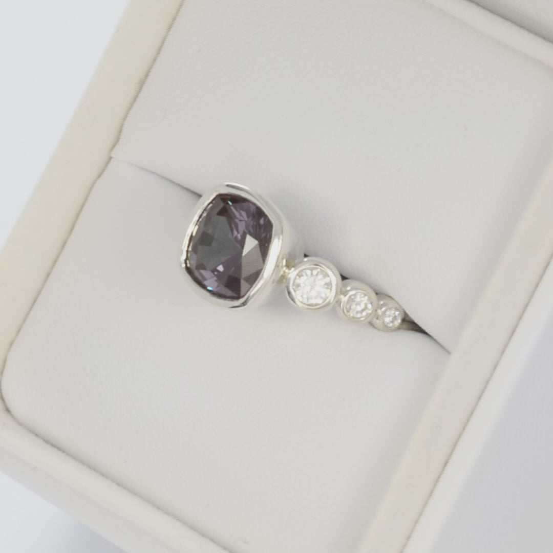 aisha accented bezel ring with lab alexandrite cushion