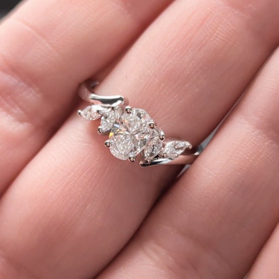 saige bypass ring with oval lab diamond