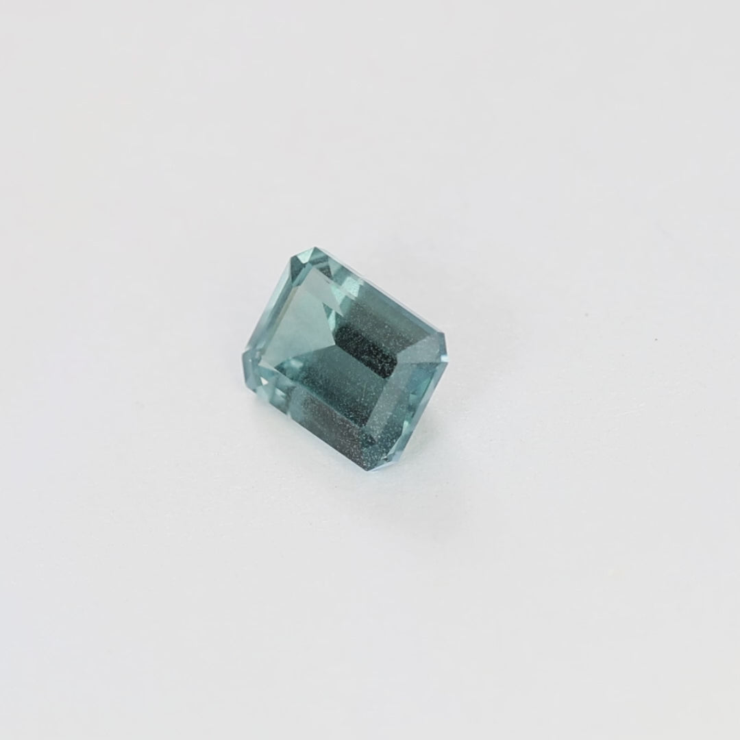 caspian blue lab sapphire step cut