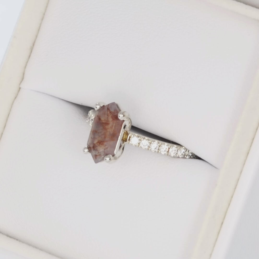 sofia accented ring in white gold with dutch marquise red moss agate