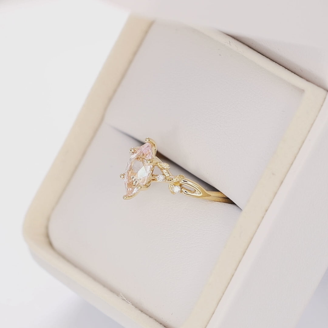 A beautiful garden to be worn everyday, Lillian's delicate vines and leaves will hold your perfect gem as well as your heart.