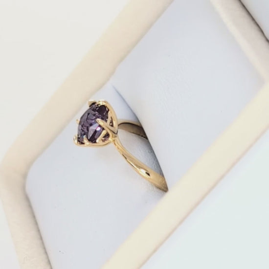 charlotte solitaire ring with hex cut lab alexandrite