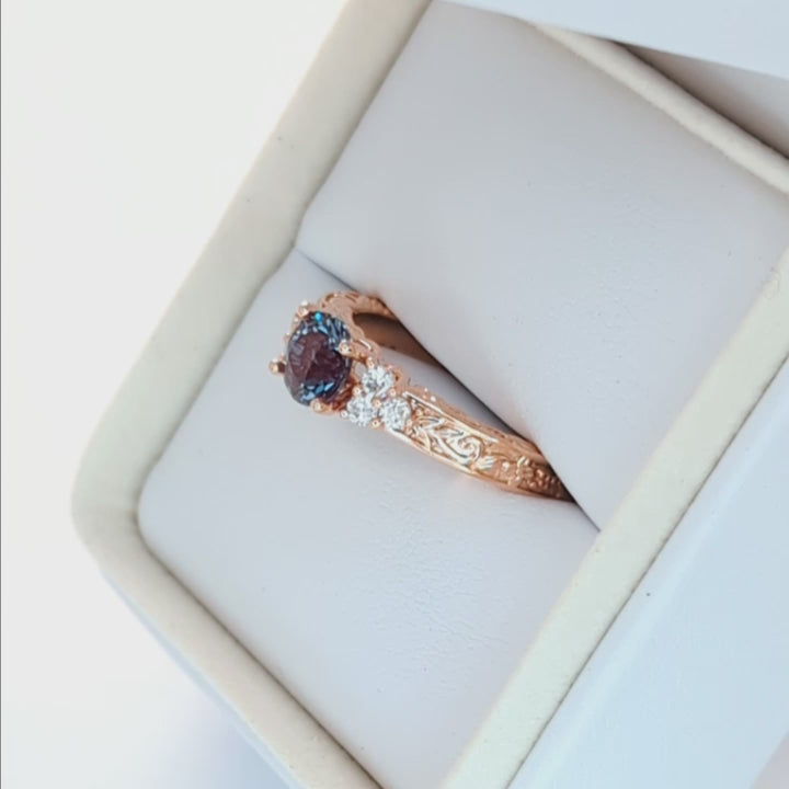 alice engagement ring with round lab alexandrite